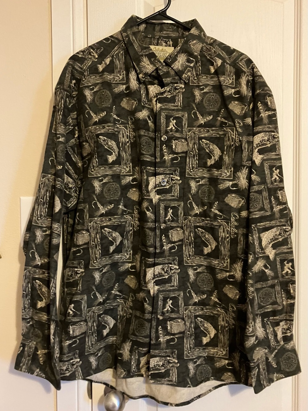 Cabela's Black and Cream Printed Lightweight Shirt Jacket